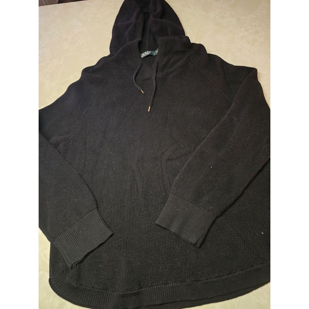 Ralph‎ Lauren Women's 100%Cotton Knit Hoodie XLarge  Black Hooded